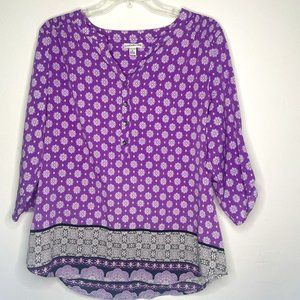 Croft and Borrow Womens Floral Geometric Pattern Blouse